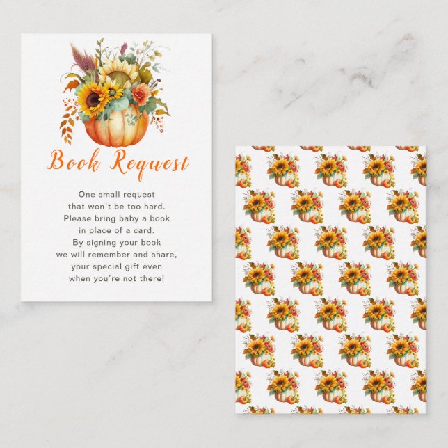 Pumpkin Blume Bouquet Babydusche Buchanfrage Begleitkarte (Vorne/Hinten)