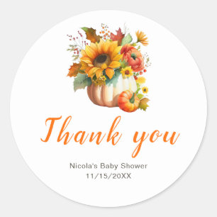 Pumpkin Blume Bouquet Babydusche Runder Aufkleber