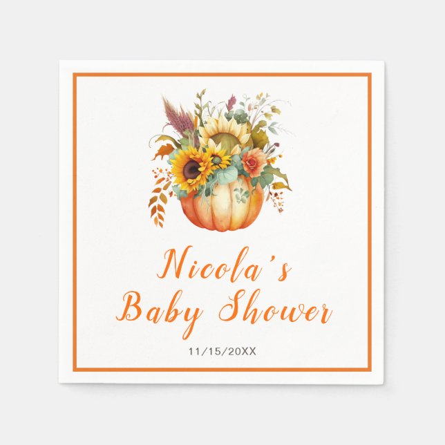 Pumpkin Blume Bouquet Babydusche Serviette (Vorderseite)