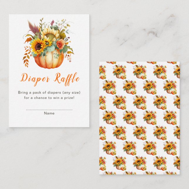Pumpkin Blume Bouquet Babydusche Windelwanne Begleitkarte (Vorne/Hinten)
