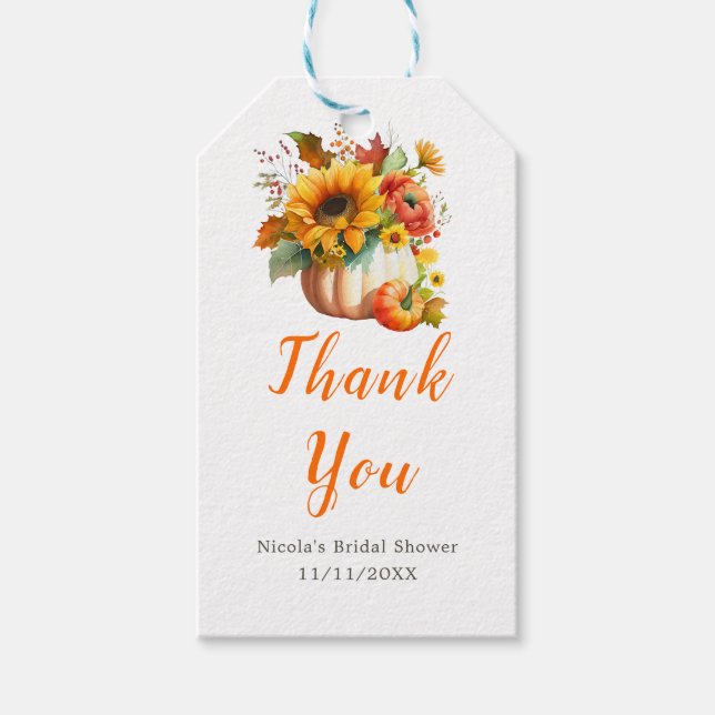 Pumpkin Blume Bouquet Brautparty Geschenkanhänger (Vorderseite)