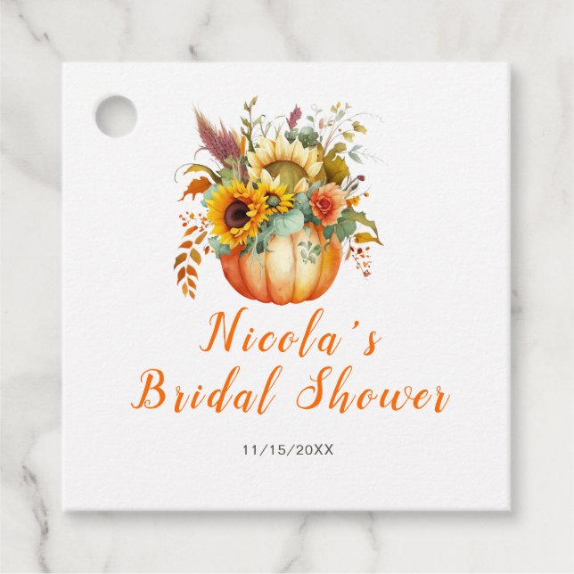 Pumpkin Blume Bouquet Brautparty Geschenkanhänger (Vorderseite)