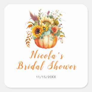 Pumpkin Blume Bouquet Brautparty Quadratischer Aufkleber