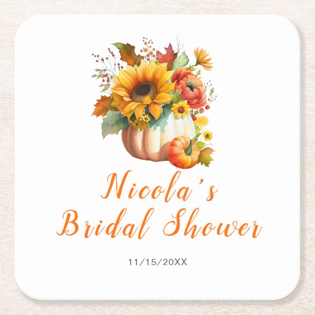 Pumpkin Blume Bouquet Brautparty Rechteckiger Pappuntersetzer (Vorderseite)