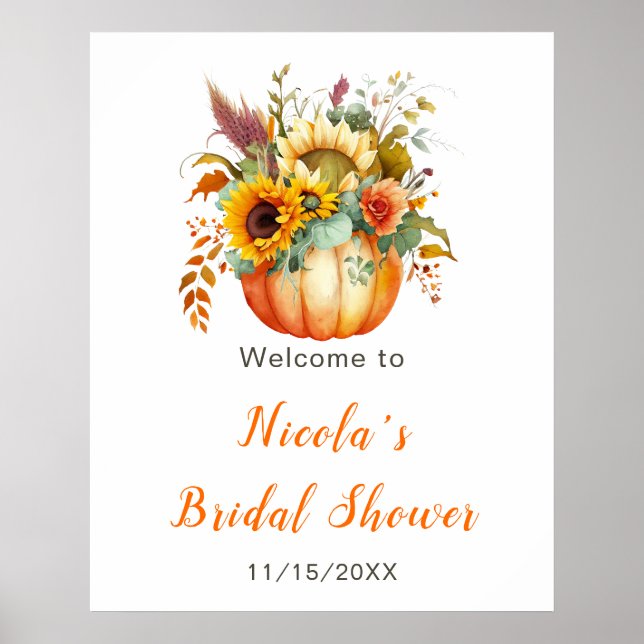 Pumpkin Blume Bouquet Brautparty Willkommen Poster (Vorne)