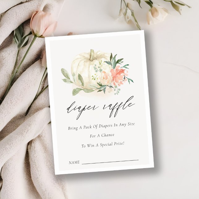 Pumpkin Blush Floral Dipper Raffle Baby Dusche Begleitkarte (Von Creator hochgeladen)
