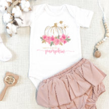 Pumpkin Blush Pink Gold Floral Fall Baby Girl