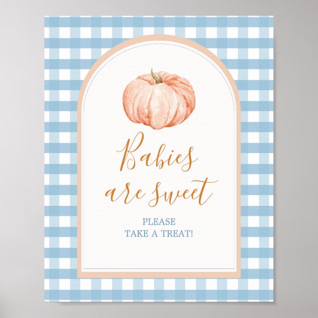 Pumpkin Boho Blue Gingham Babys sind Sweet Sign Poster (Vorne)