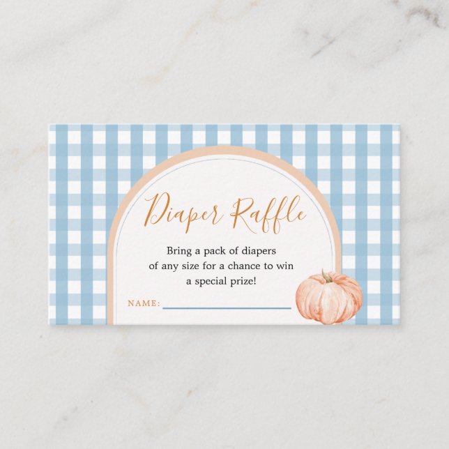 Pumpkin Boho Blue Gingham Diaper Raffle Enclosure Begleitkarte (Vorderseite)