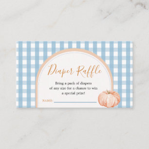 Pumpkin Boho Blue Gingham Diaper Raffle Enclosure Begleitkarte