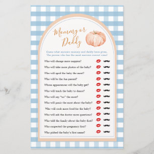 Pumpkin Boho Blue Gingham Mommy oder Daddy Game