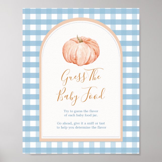 Pumpkin Boho Blue Gingham raten das Baby Food Poster (Vorne)