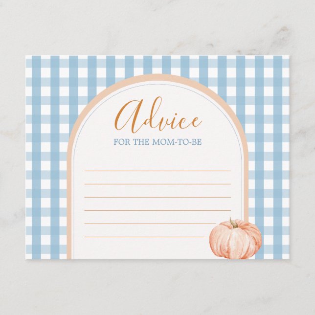 Pumpkin Boho Blue Gingham Ratgeber für Mommy Begleitkarte (Vorderseite)