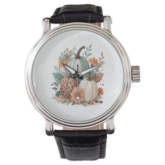 Pumpkin Boho Floral Armbanduhr (Vorderseite)