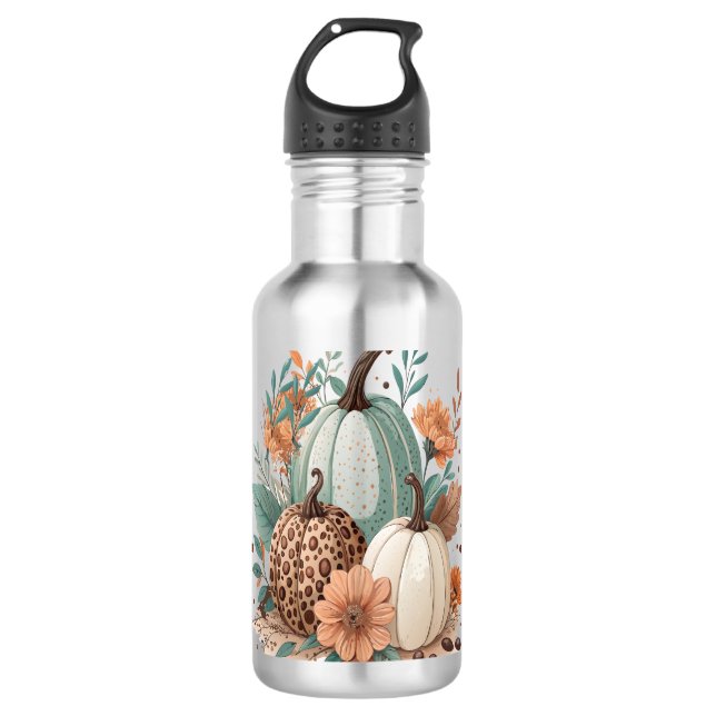 Pumpkin Boho Floral Edelstahlflasche (Vorderseite)