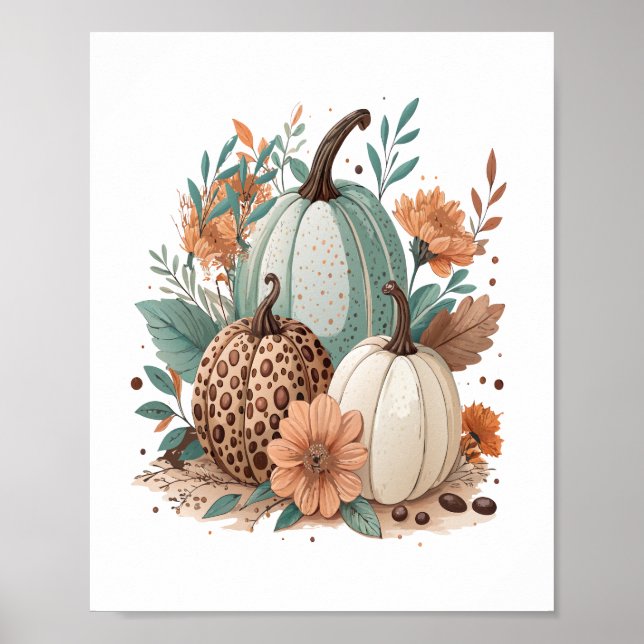 Pumpkin Boho Floral Poster (Vorne)