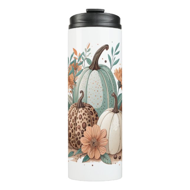 Pumpkin Boho Floral Thermosbecher (Vorderseite)