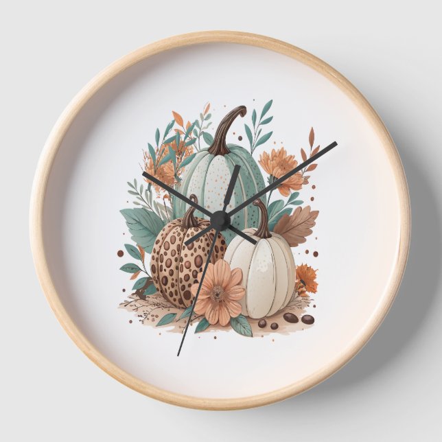 Pumpkin Boho Floral Uhr (Vorderseite)