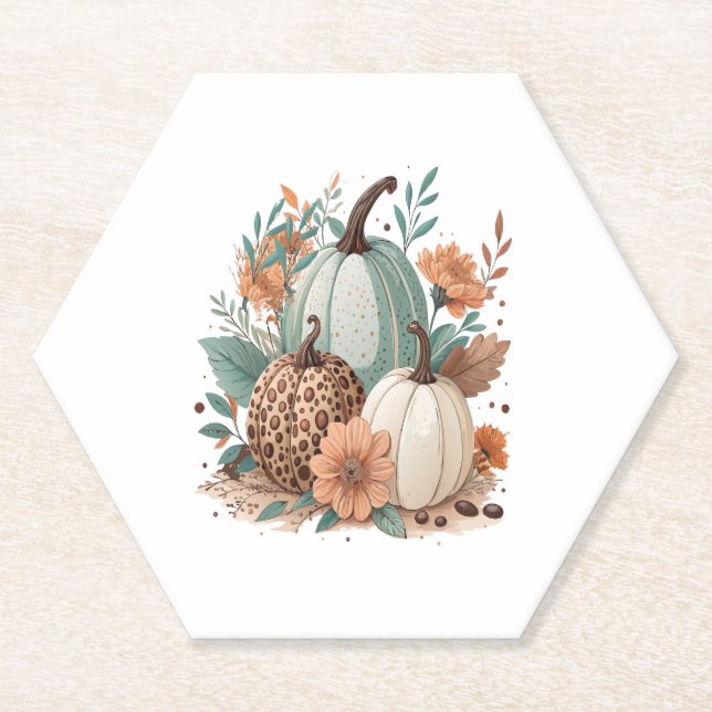 Pumpkin Boho Floral Untersetzer (Vorderseite)