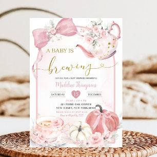 Pumpkin Boho Pink Baby Brewing Baby Shower Einladung