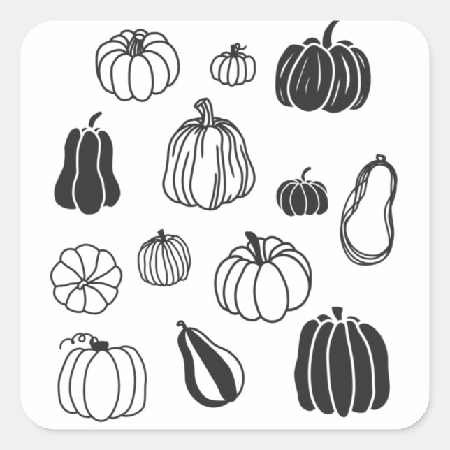 Pumpkin Botanical Quadratischer Aufkleber (Vorderseite)
