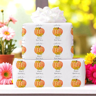 Pumpkin Brautparty Wedding Orange White Geschenkpapier