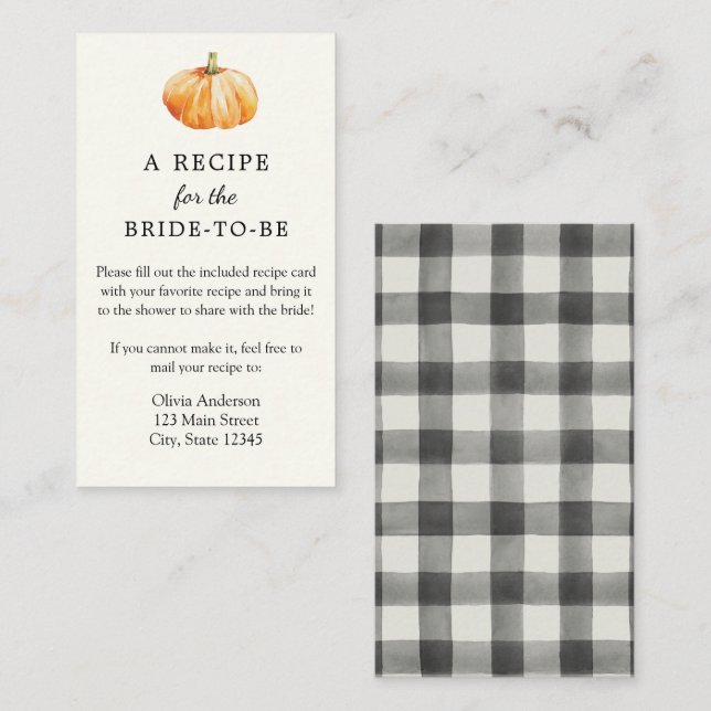 Pumpkin Bridal Rezeptkarte Begleitkarte (Vorne/Hinten)