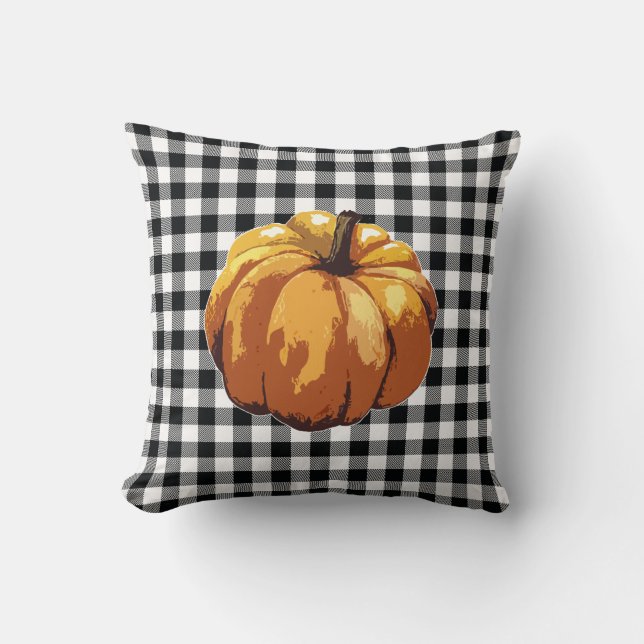 Pumpkin Buffalo Karo Pattern Bauernhaus Kissen (Vorderseite)