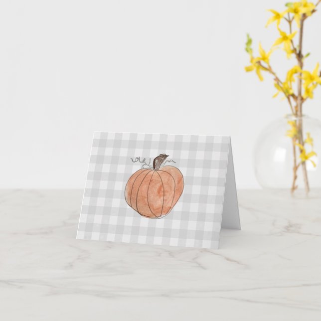 Pumpkin Buffalo Karo Pattern Bauernhof Karte (Gelbe Blume)