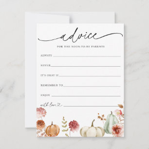 Pumpkin Burgundy Floral Baby Advice Card Einladung