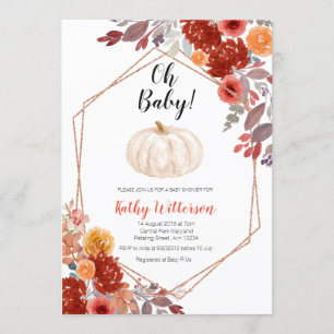 Pumpkin Burgundy Marsala Floral oh Babydusche Einladung