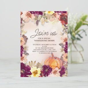 Pumpkin Burgundy Pink Floral Erntedank Dinner