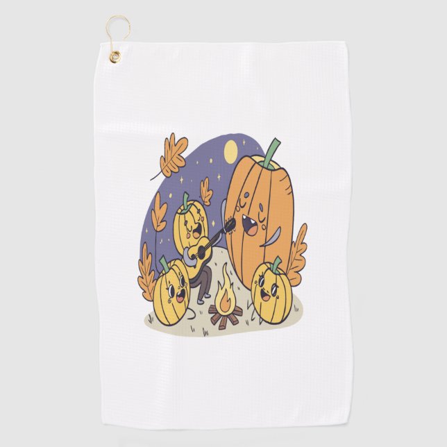 Pumpkin Campfire Serenade Golfhandtuch (Vorderseite)