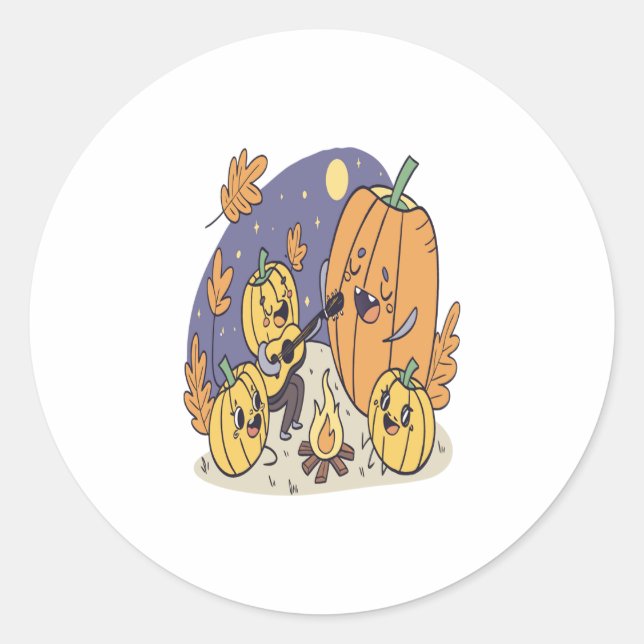 Pumpkin Campfire Serenade Runder Aufkleber (Vorderseite)