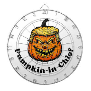 Pumpkin Caricature Resembling Donald Trump with "P Dartscheibe