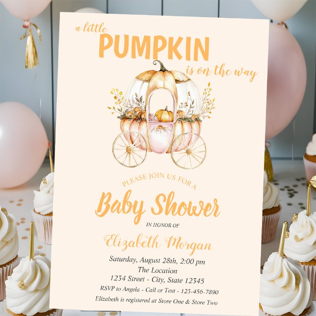 Pumpkin Carriage Dotted Baby Dusche Einladung (Von Creator hochgeladen)