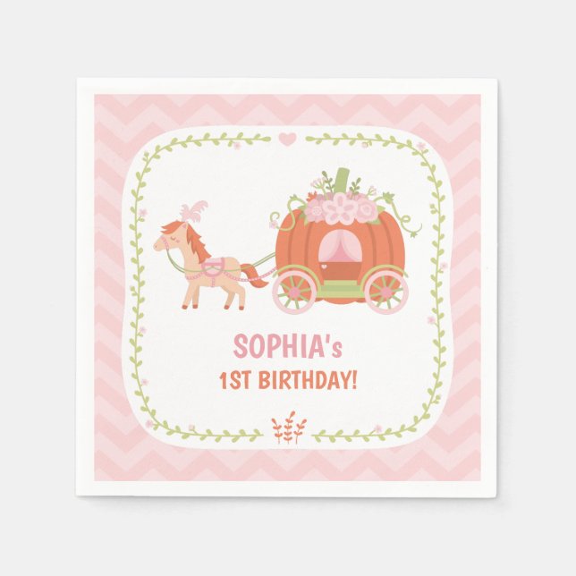 Pumpkin Carriage Princess Geburtstagsparty Supplie Serviette (Vorderseite)