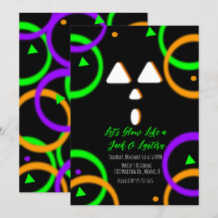 Pumpkin Carving Neon Glow Party Halloween Invitati Einladung