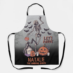 Pumpkin Carving Party Custom Halloween Skelett Schürze