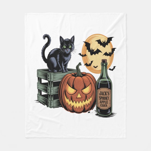 Pumpkin Cat Ber Halloween Fleecedecke (Vorderseite)