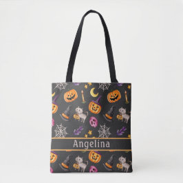 Pumpkin Cat Web Hat Dark Gray Tote Bag Tasche