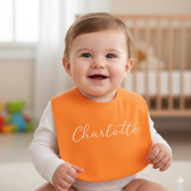 Pumpkin Colored Baby Bib Personalized Name