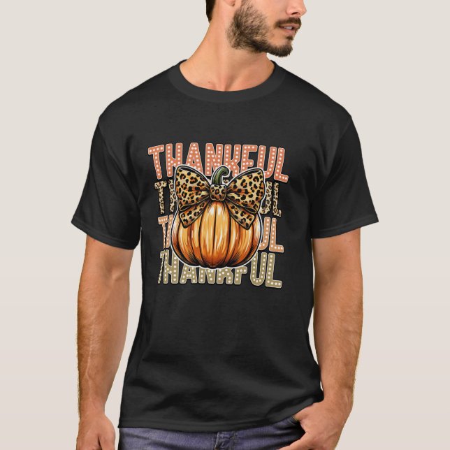 Pumpkin Coquette Bow dankbar Dankbarkeit Thanksgiv T-Shirt (Vorderseite)
