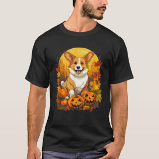Pumpkin Corgi Dog Halloween Erntedank T-Shirt