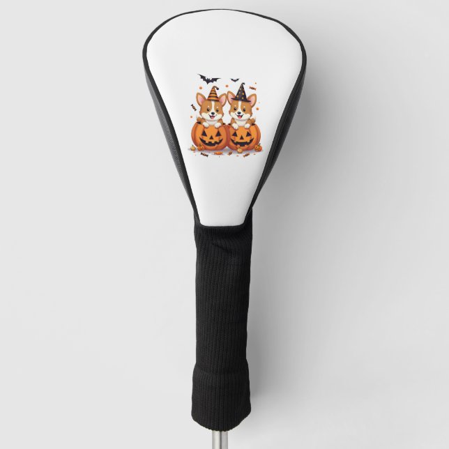 Pumpkin Corgi Party Golf Headcover (Vorderseite)
