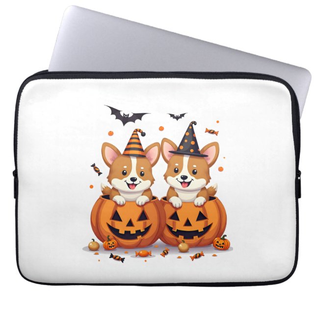 Pumpkin Corgi Party Laptopschutzhülle (Vorderseite)
