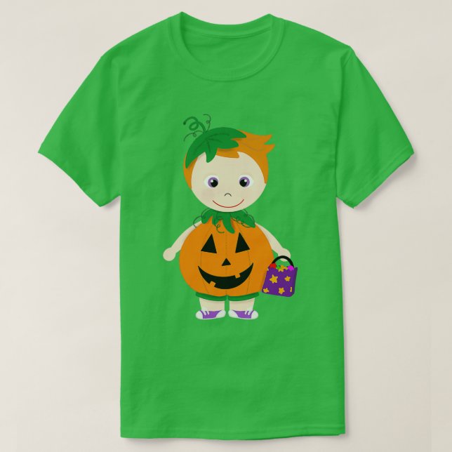 Pumpkin Costume Boy Light Skin Red Hair T-Shirt (Design vorne)