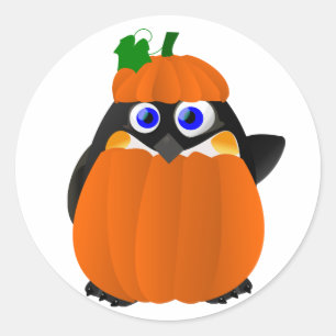 Pumpkin Costume Halloween Pinguin Runder Aufkleber