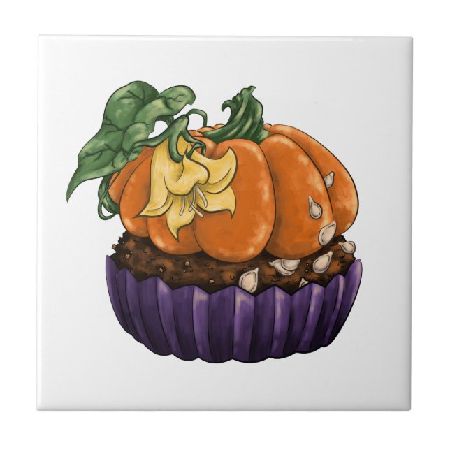 Pumpkin Cupcake Fliese (Vorderseite)
