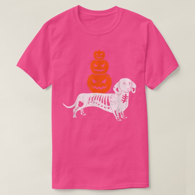 Pumpkin Dachshund Funny Halloween Jack O Lantern W T-Shirt (Design vorne)